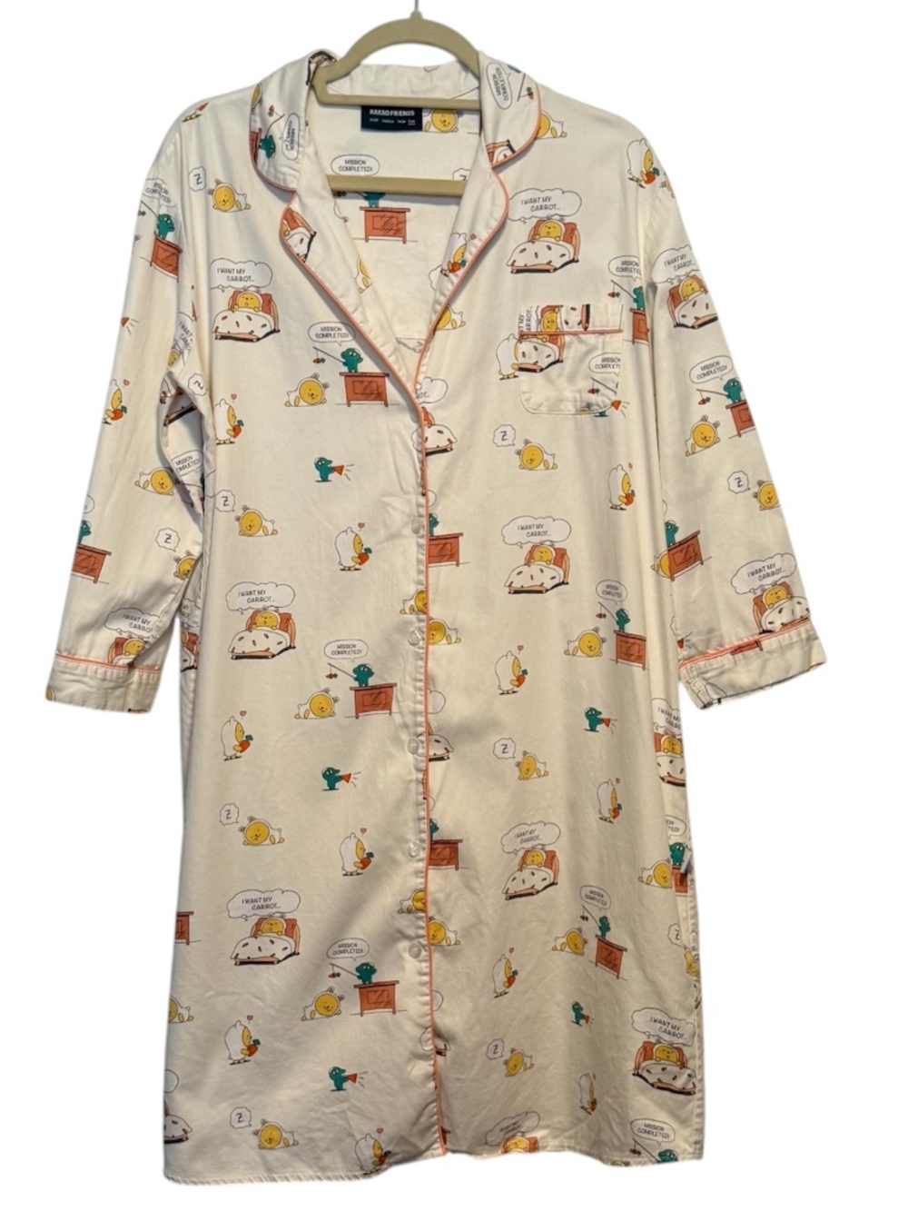 Kakao Friends Cotton Button Up Sleep Shirt Size OS Korea